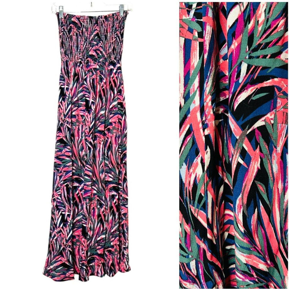 Evereve Hadley Strapless Maxi Dress Palm Print Size S - Picture 5 of 16